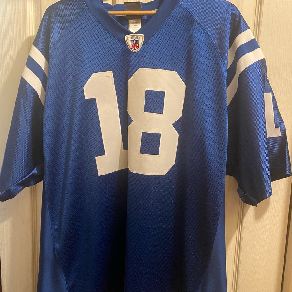 Reebok Peyton Manning Indianapolis Colts Blue Jersey Mens Size 54.